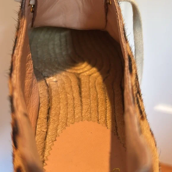 J Crew calf hair lace up espadrille sneakers in Rich Mahogany leopard print - Picture 10 of 16